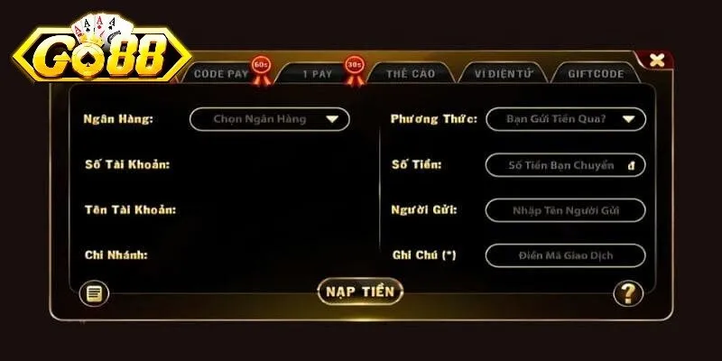 Các phương thức nạp tiền Go88 phổ biến