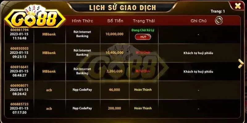 Hướng dẫn quy trình nạp tiền Go88