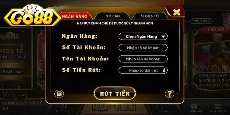 Những lưu ý quan trọng khí rút tiền Go88